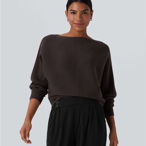Boat Neck Batwing Sleeve Casual Sweater